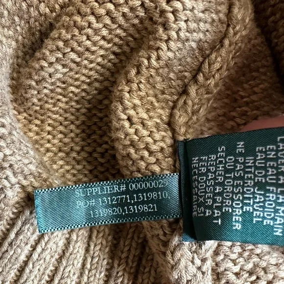 Lauren Jeans Co. Ralph Lauren Yellow Tan Knit Cardigan Sweater L - Picture 7 of 7